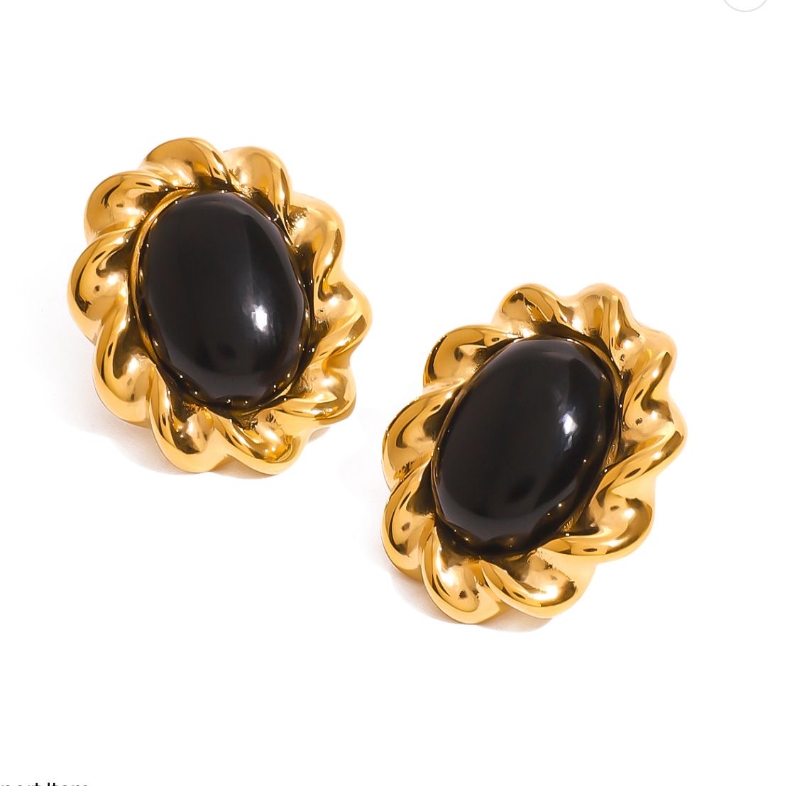 Vintage Black Oval Earrings