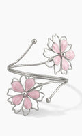 Pink Floral Silver Arm Cuff