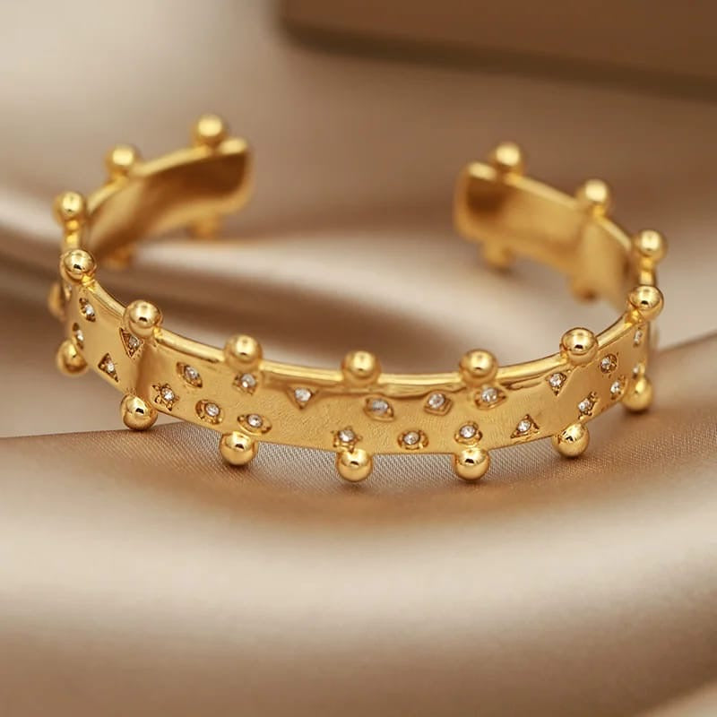Gold Chunky Beaded Cuff Bracelet