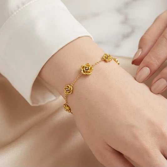 Rose Flower Charm Bracelet