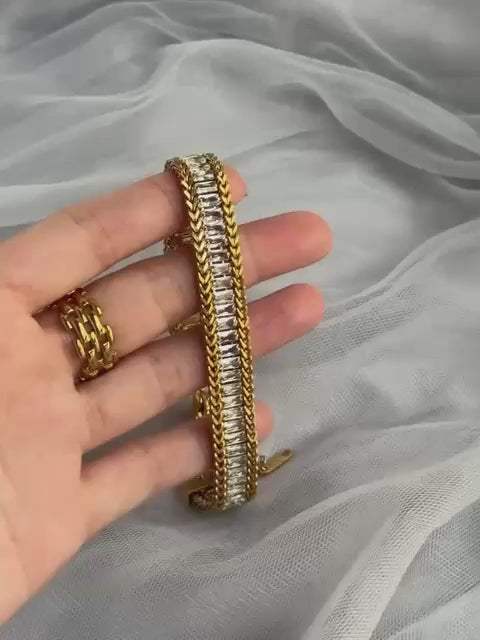 Baguette Crystal Wheat Chain Bracelet