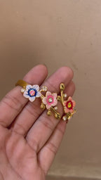 Floral Enamel Gold Hand Cuff
