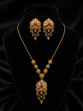 Gold Plated Necklace with Ruby Red Stone