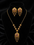 Gold Plated Necklace with Ruby Red Stone