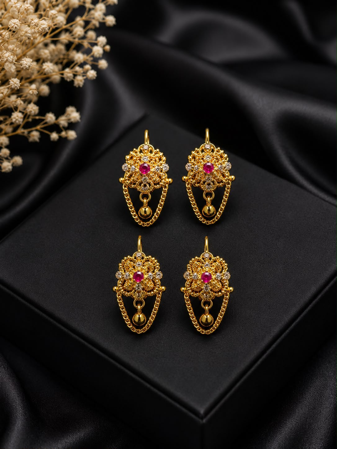 Gold Plated Floral Drop Earrings