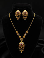 Gold Plated Necklace with Ruby Red Stone